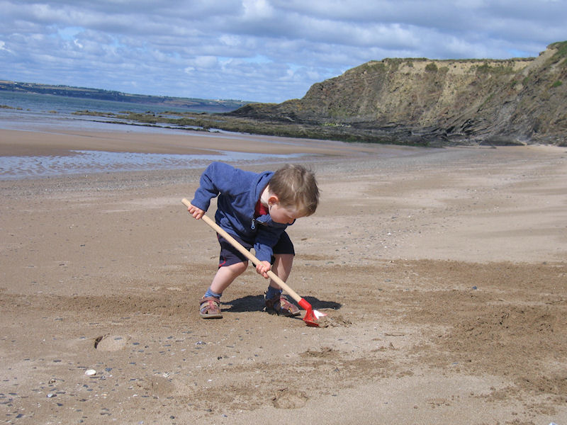 Ciaran at work on the beach